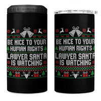 Christmas Ugly Gift 4 in 1 Can Cooler Tumbler Funny Human Rights Lawyer Santa Is Watching - Wonder Print Shop