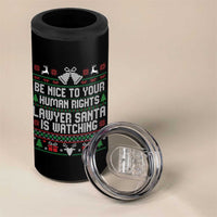 Christmas Ugly Gift 4 in 1 Can Cooler Tumbler Funny Human Rights Lawyer Santa Is Watching - Wonder Print Shop