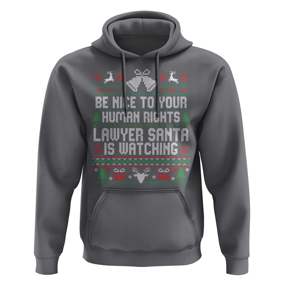 Christmas Ugly Gift Hoodie Funny Human Rights Lawyer Santa Is Watching - Wonder Print Shop