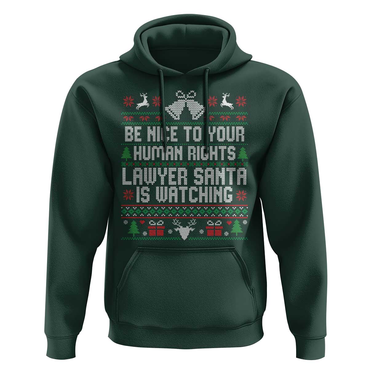 Christmas Ugly Gift Hoodie Funny Human Rights Lawyer Santa Is Watching - Wonder Print Shop
