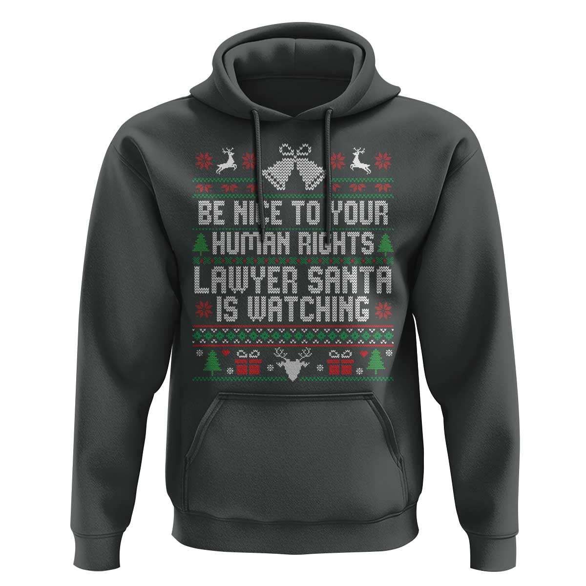 Christmas Ugly Gift Hoodie Funny Human Rights Lawyer Santa Is Watching - Wonder Print Shop