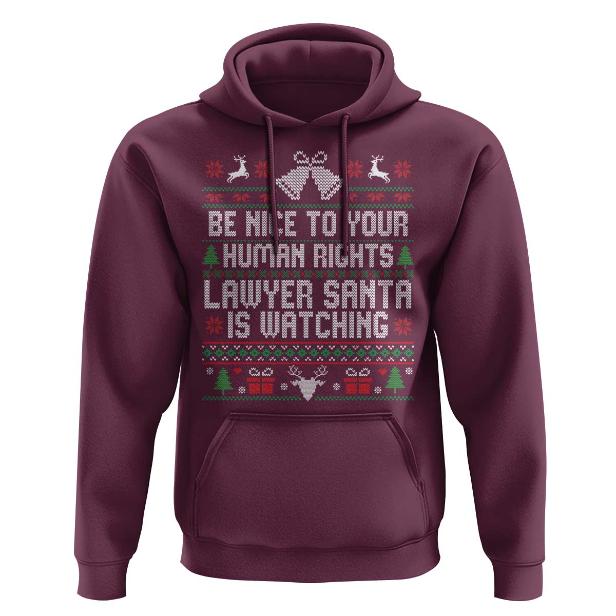 Christmas Ugly Gift Hoodie Funny Human Rights Lawyer Santa Is Watching - Wonder Print Shop