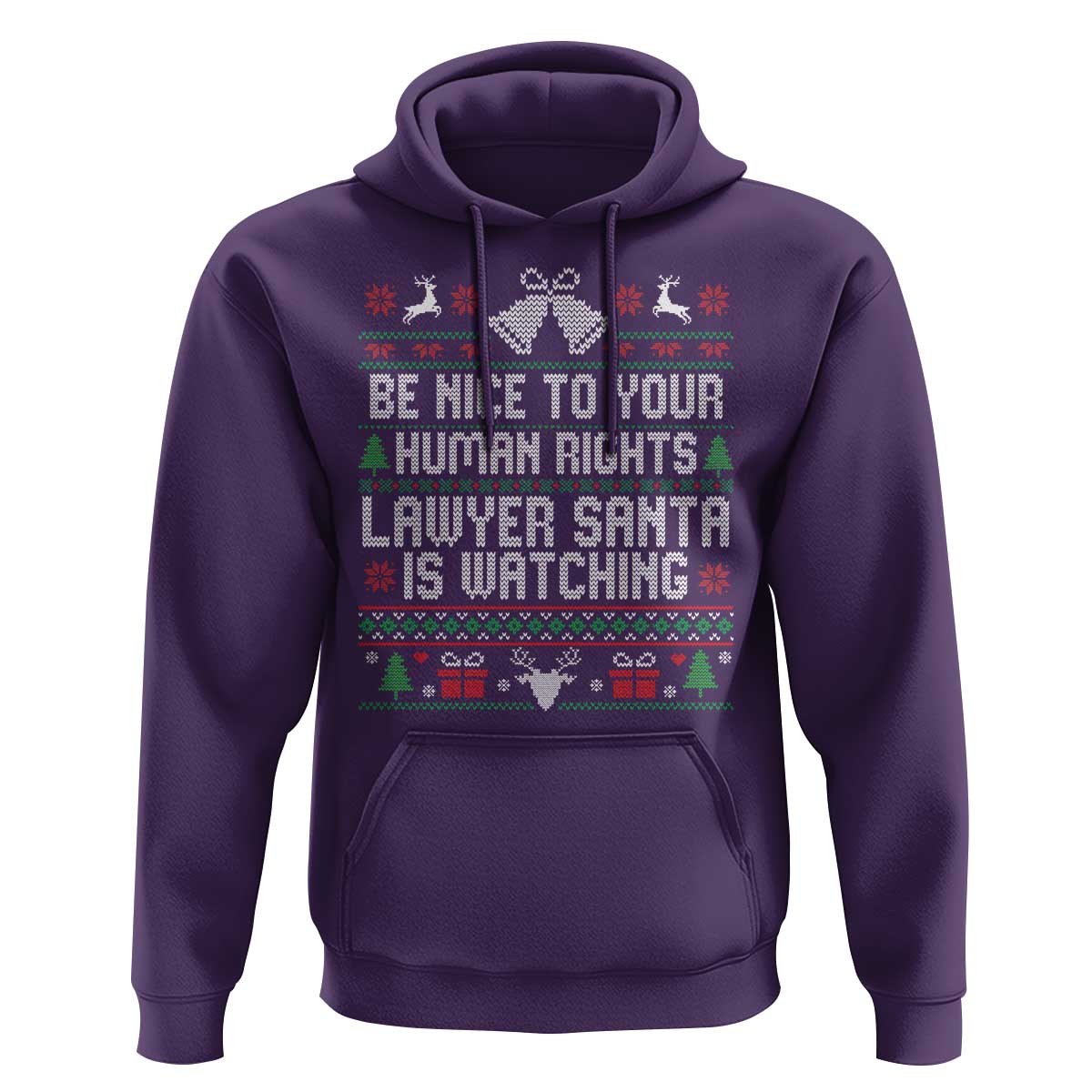 Christmas Ugly Gift Hoodie Funny Human Rights Lawyer Santa Is Watching - Wonder Print Shop