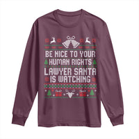Christmas Ugly Gift Long Sleeve Shirt Funny Human Rights Lawyer Santa Is Watching - Wonder Print Shop