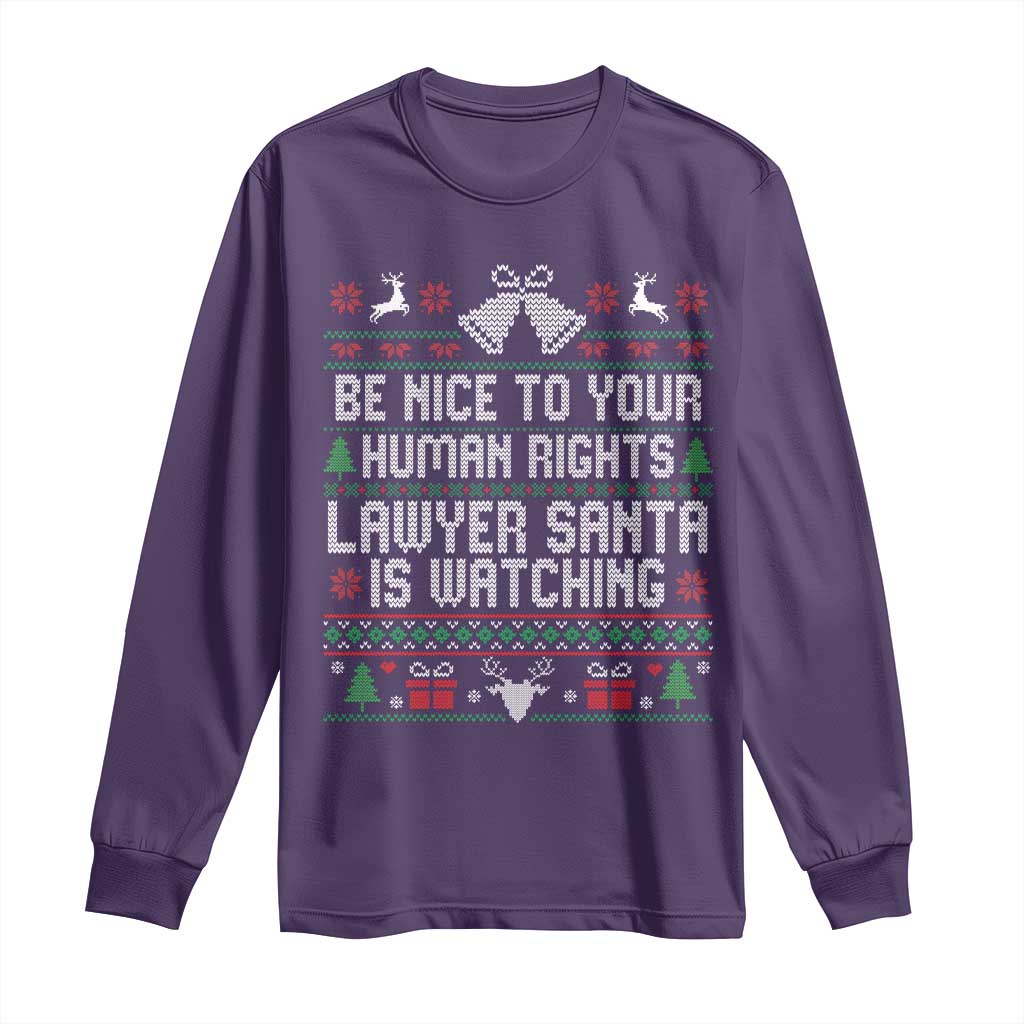 Christmas Ugly Gift Long Sleeve Shirt Funny Human Rights Lawyer Santa Is Watching - Wonder Print Shop