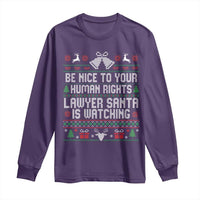 Christmas Ugly Gift Long Sleeve Shirt Funny Human Rights Lawyer Santa Is Watching - Wonder Print Shop
