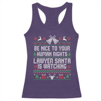 Christmas Ugly Gift Racerback Tank Top Funny Human Rights Lawyer Santa Is Watching - Wonder Print Shop