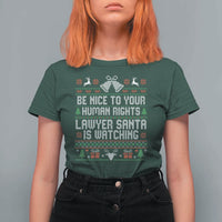 Christmas Ugly Gift T Shirt For Women Funny Human Rights Lawyer Santa Is Watching - Wonder Print Shop