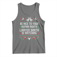 Christmas Ugly Gift Tank Top Funny Human Rights Lawyer Santa Is Watching - Wonder Print Shop