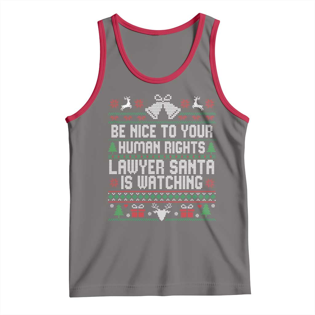 Christmas Ugly Gift Tank Top Funny Human Rights Lawyer Santa Is Watching - Wonder Print Shop