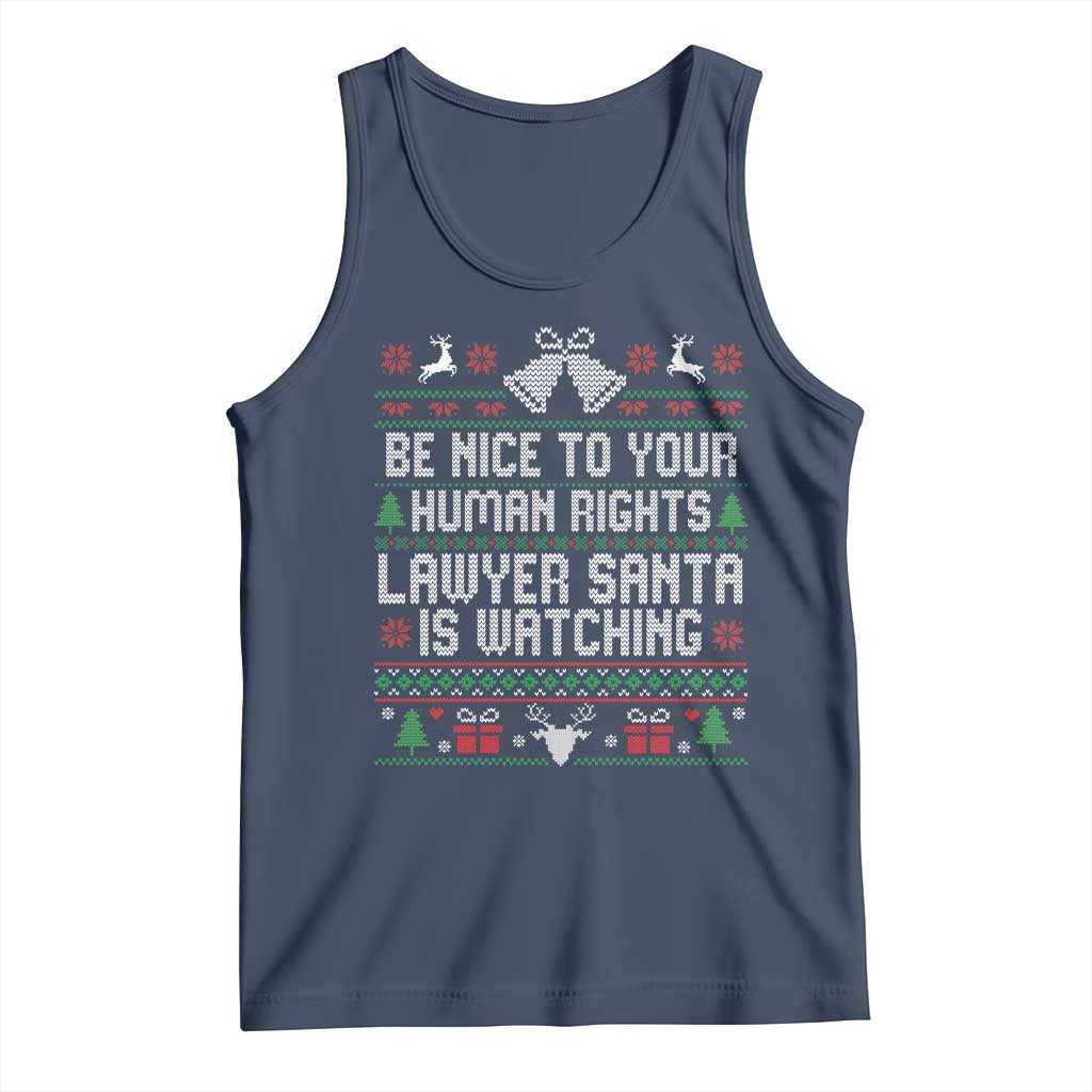 Christmas Ugly Gift Tank Top Funny Human Rights Lawyer Santa Is Watching - Wonder Print Shop