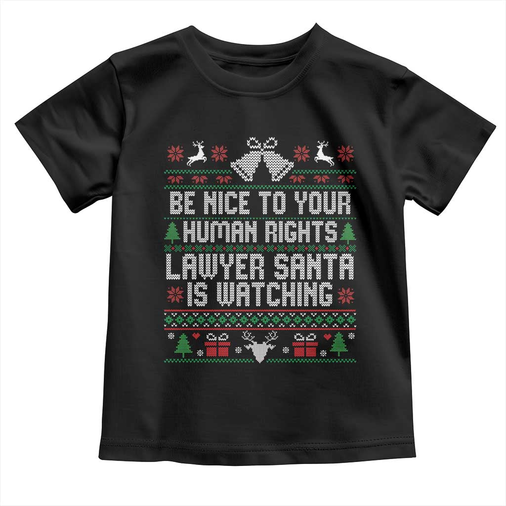 Christmas Ugly Gift Toddler T Shirt Funny Human Rights Lawyer Santa Is Watching - Wonder Print Shop