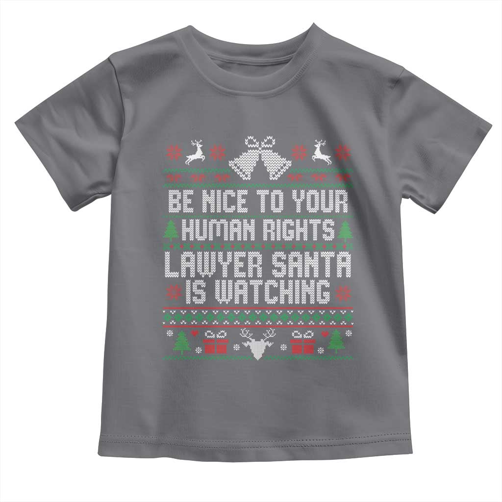 Christmas Ugly Gift Toddler T Shirt Funny Human Rights Lawyer Santa Is Watching - Wonder Print Shop