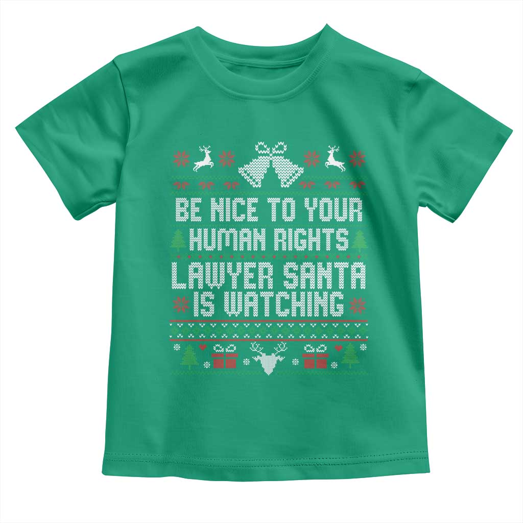 Christmas Ugly Gift Toddler T Shirt Funny Human Rights Lawyer Santa Is Watching - Wonder Print Shop