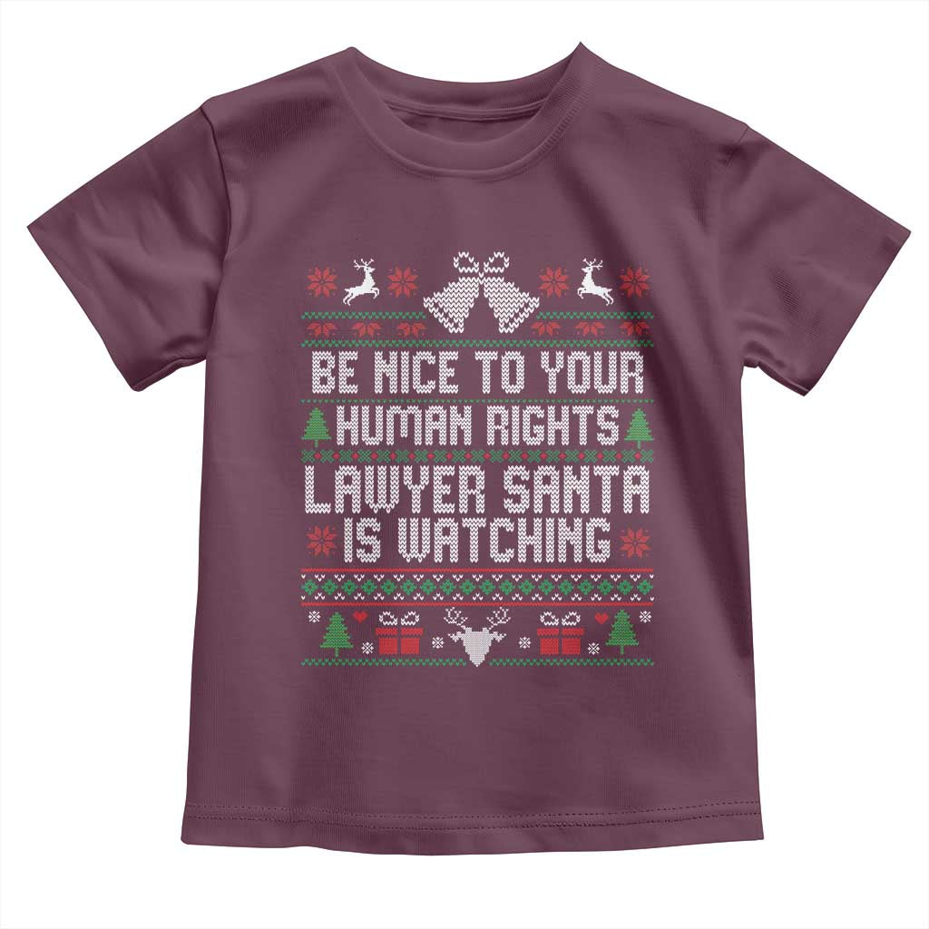 Christmas Ugly Gift Toddler T Shirt Funny Human Rights Lawyer Santa Is Watching - Wonder Print Shop