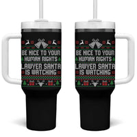 Christmas Ugly Gift Tumbler With Handle Funny Human Rights Lawyer Santa Is Watching - Wonder Print Shop