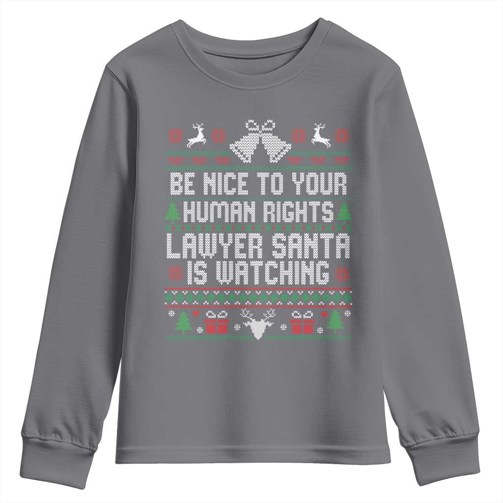 Christmas Ugly Gift Youth Sweatshirt Funny Human Rights Lawyer Santa Is Watching - Wonder Print Shop