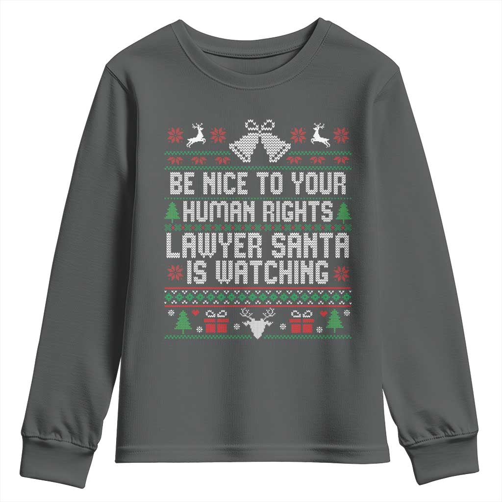 Christmas Ugly Gift Youth Sweatshirt Funny Human Rights Lawyer Santa Is Watching - Wonder Print Shop