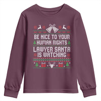 Christmas Ugly Gift Youth Sweatshirt Funny Human Rights Lawyer Santa Is Watching - Wonder Print Shop