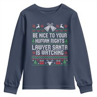 Christmas Ugly Gift Youth Sweatshirt Funny Human Rights Lawyer Santa Is Watching - Wonder Print Shop