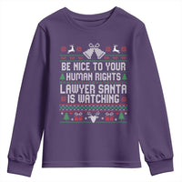 Christmas Ugly Gift Youth Sweatshirt Funny Human Rights Lawyer Santa Is Watching - Wonder Print Shop