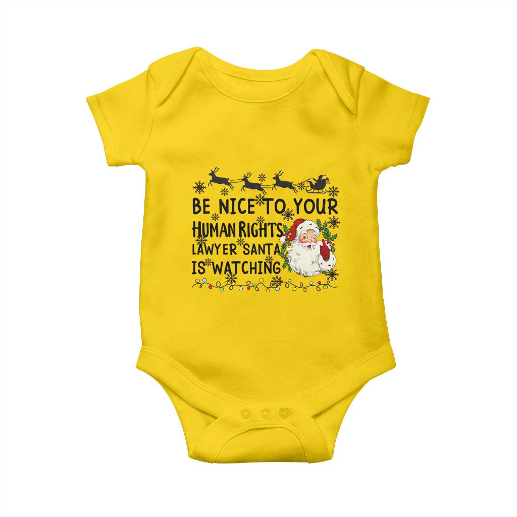 Funny Human Rights Lawyer Christmas Santa Is Watching Gift Baby Onesie - Wonder Print Shop