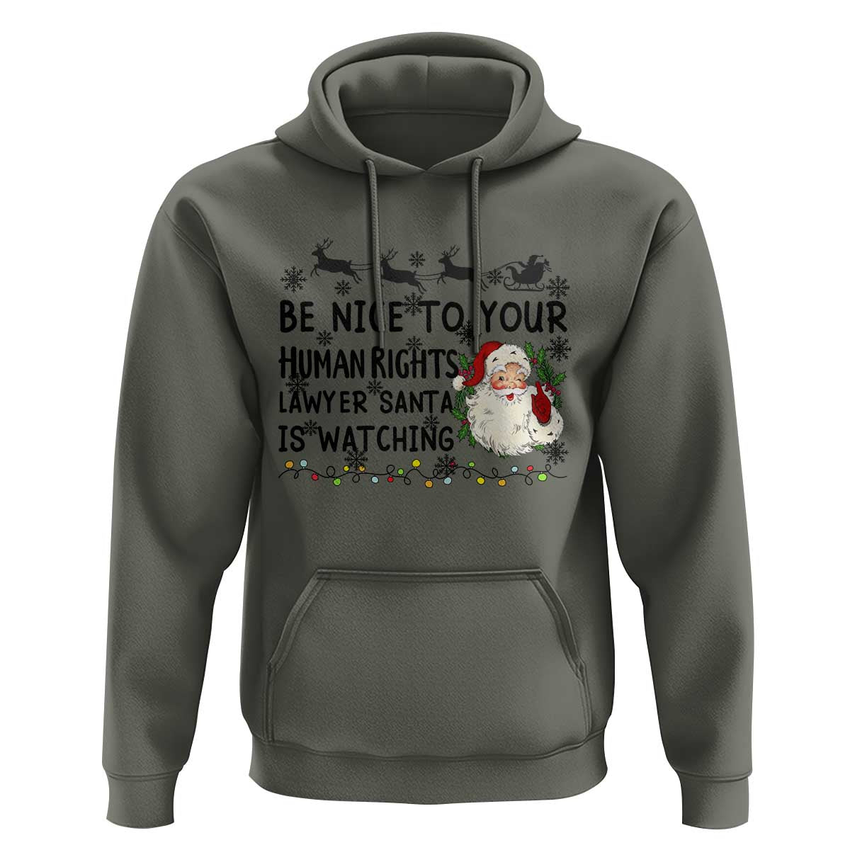 Funny Human Rights Lawyer Christmas Santa Is Watching Gift Hoodie - Wonder Print Shop