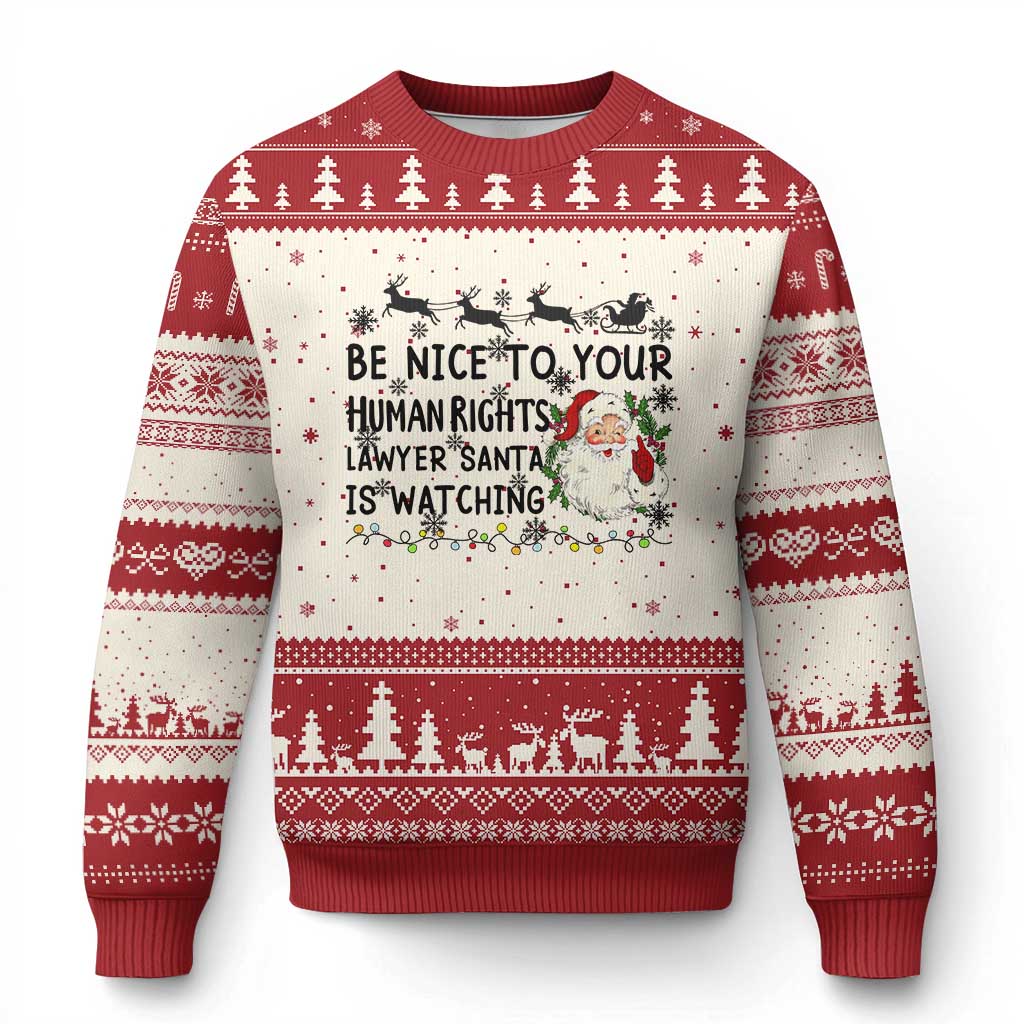 Funny Human Rights Lawyer Christmas Santa Is Watching Gift Ugly Christmas Sweater - Wonder Print Shop