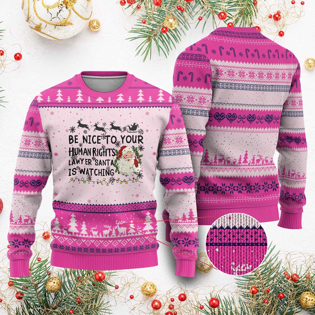 Funny Human Rights Lawyer Christmas Santa Is Watching Gift Ugly Christmas Sweater - Wonder Print Shop