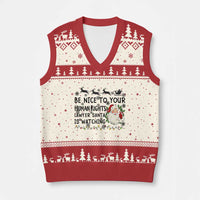 Funny Human Rights Lawyer Christmas Santa Is Watching Gift V-Neck Knit Sweater Vest - Wonder Print Shop