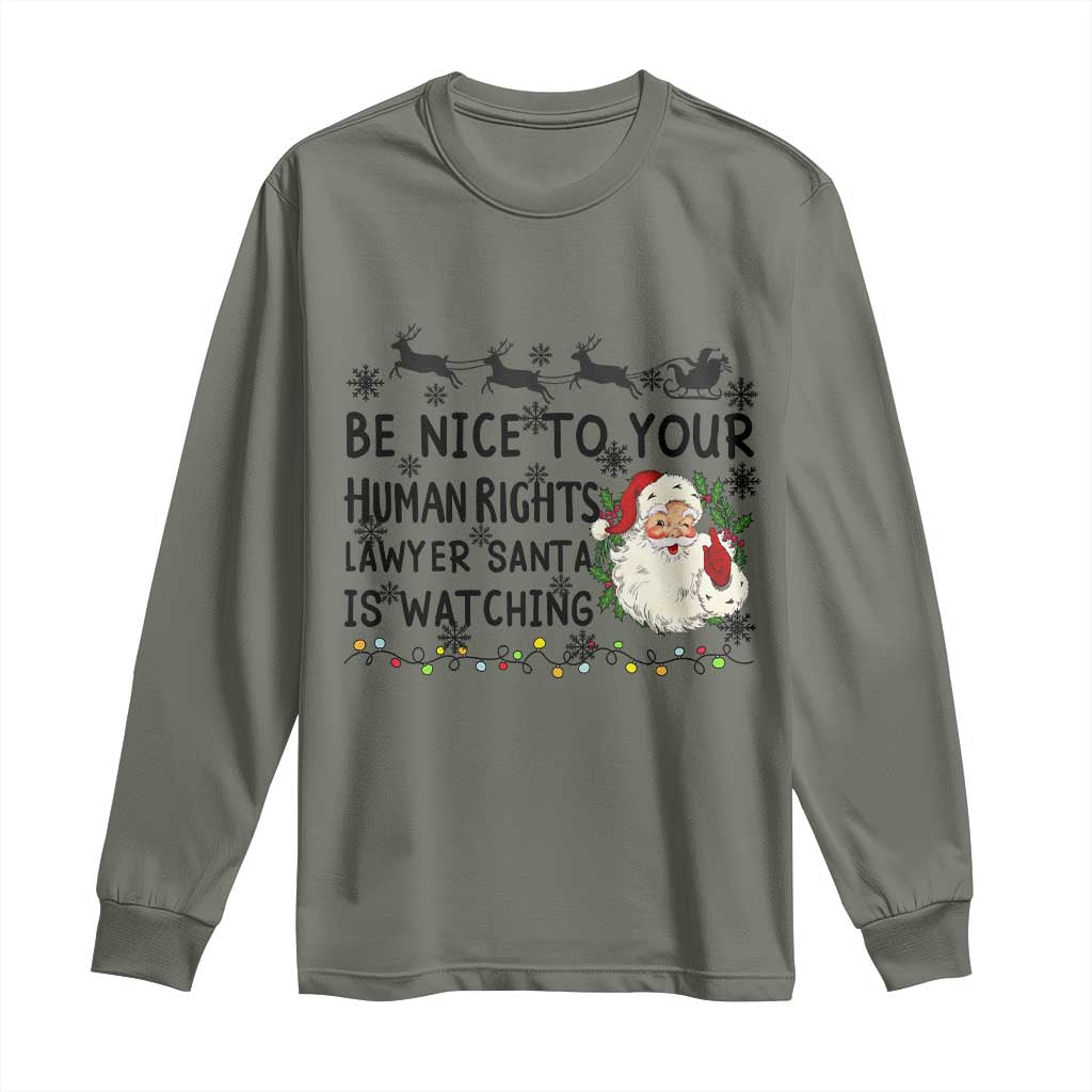 Funny Human Rights Lawyer Christmas Santa Is Watching Gift Long Sleeve Shirt - Wonder Print Shop
