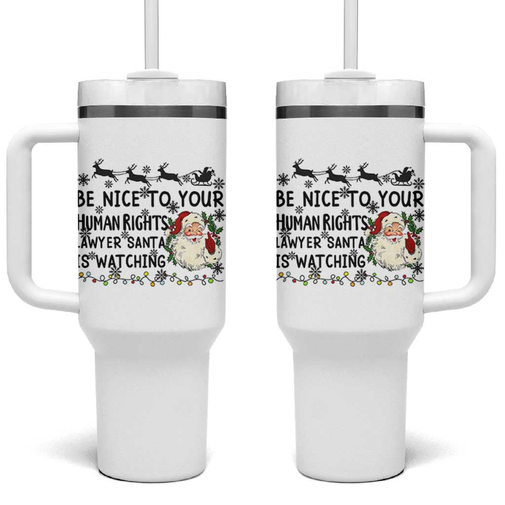 Funny Human Rights Lawyer Christmas Santa Is Watching Gift Tumbler With Handle - Wonder Print Shop
