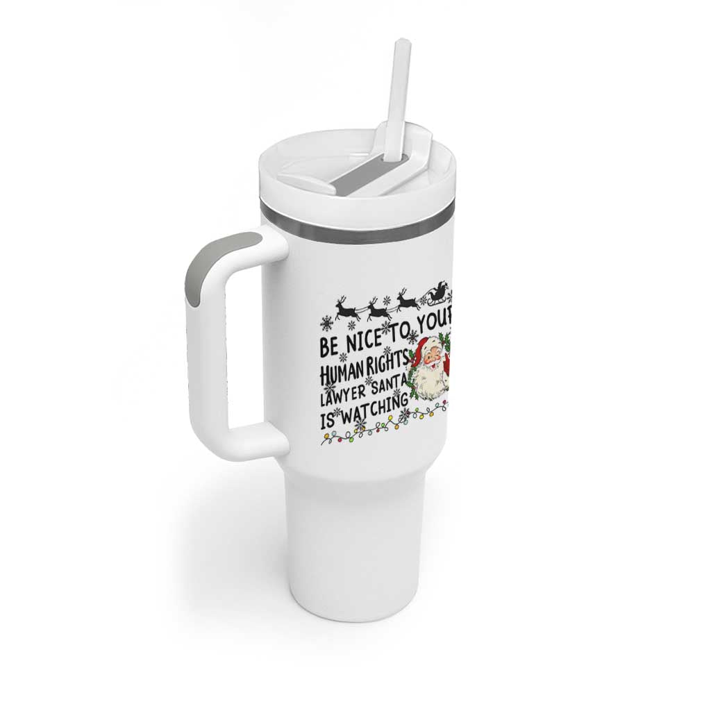 Funny Human Rights Lawyer Christmas Santa Is Watching Gift Tumbler With Handle - Wonder Print Shop