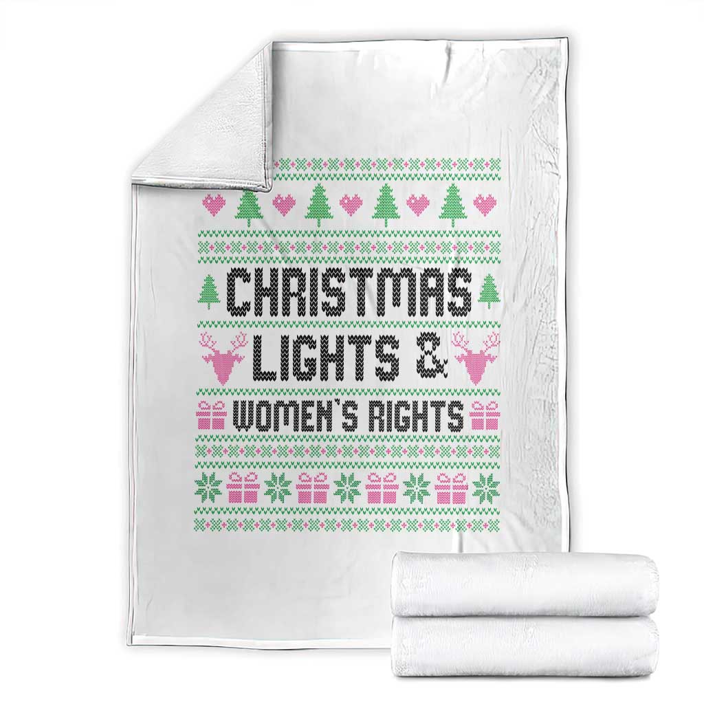 Christmas Lights And Womens Rights Throw Blanket Equality Feminist Gift - Wonder Print Shop