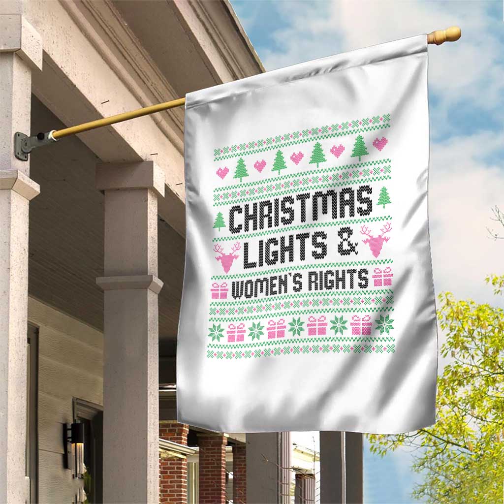 Christmas Lights And Womens Rights Garden Flag Equality Feminist Gift - Wonder Print Shop