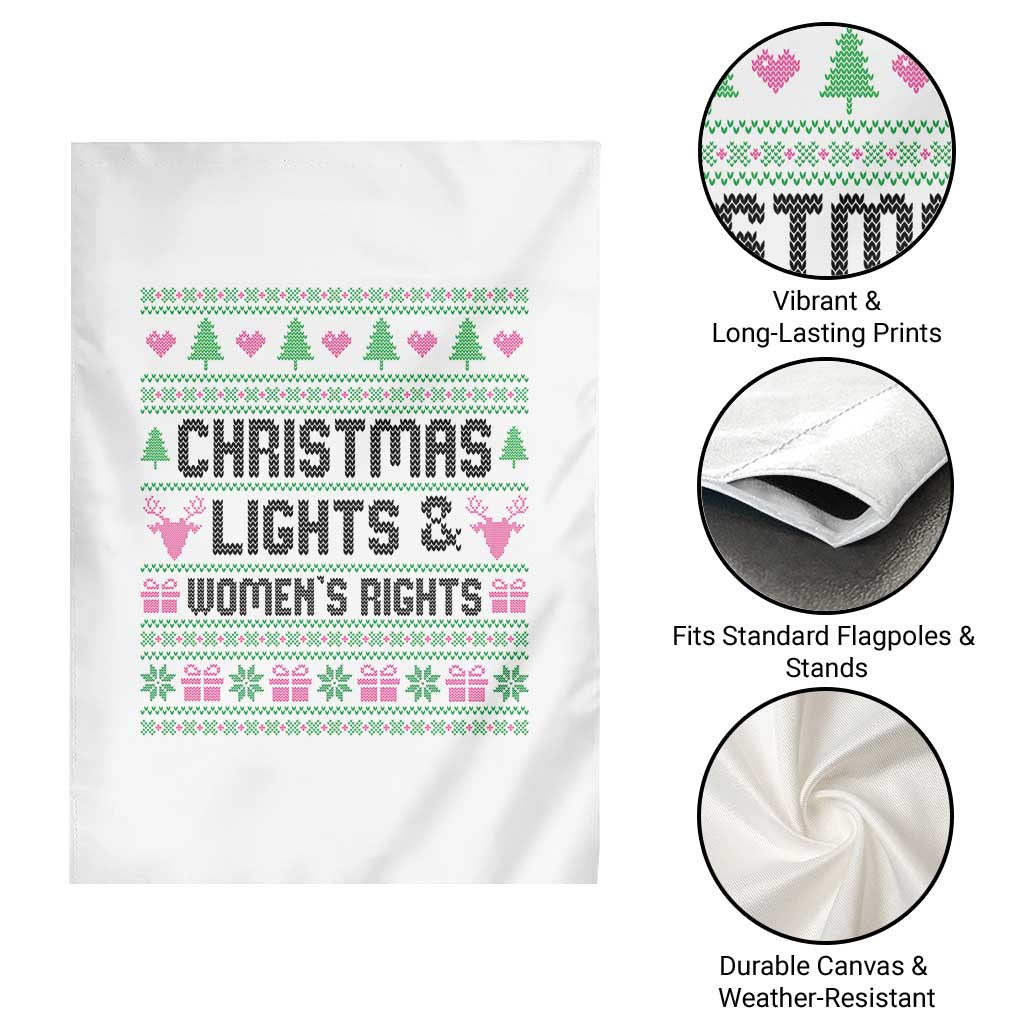 Christmas Lights And Womens Rights Garden Flag Equality Feminist Gift - Wonder Print Shop