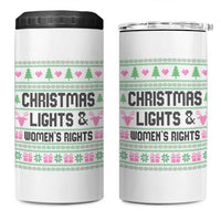 Christmas Lights And Womens Rights 4 in 1 Can Cooler Tumbler Equality Feminist Gift - Wonder Print Shop
