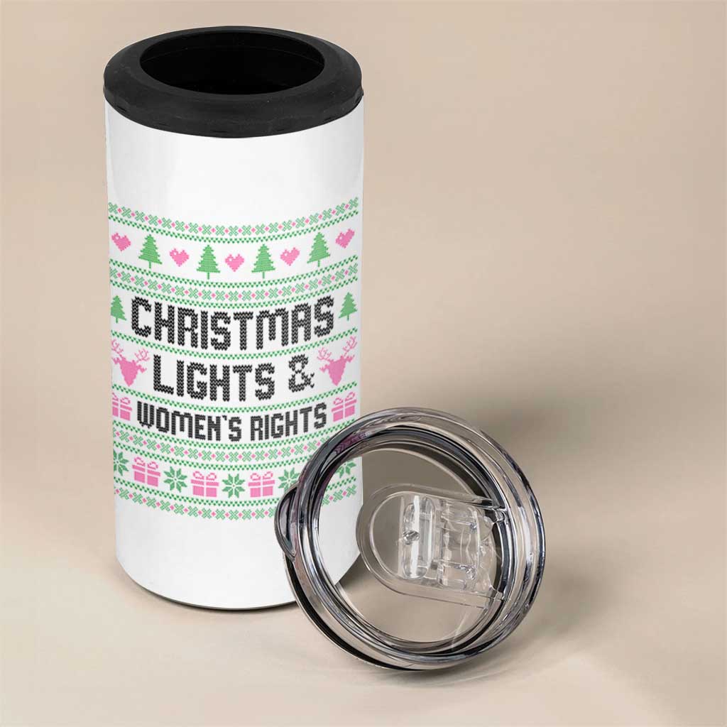 Christmas Lights And Womens Rights 4 in 1 Can Cooler Tumbler Equality Feminist Gift - Wonder Print Shop