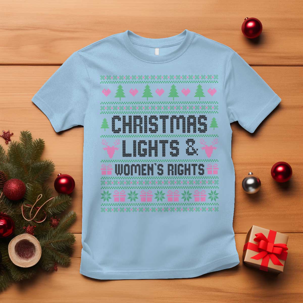 Christmas Lights And Womens Rights T Shirt Equality Feminist Gift - Wonder Print Shop