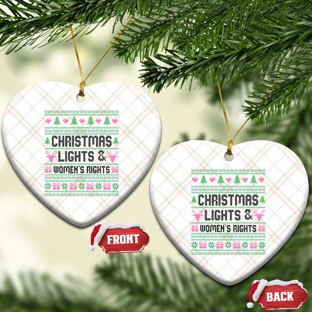 Christmas Lights And Womens Rights Ceramic Ornament Equality Feminist Gift - Wonder Print Shop
