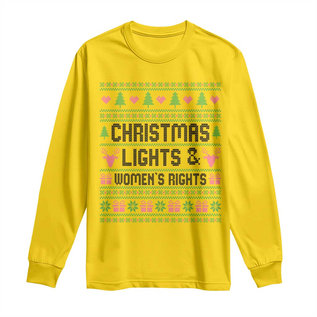 Christmas Lights And Womens Rights Long Sleeve Shirt Equality Feminist Gift - Wonder Print Shop