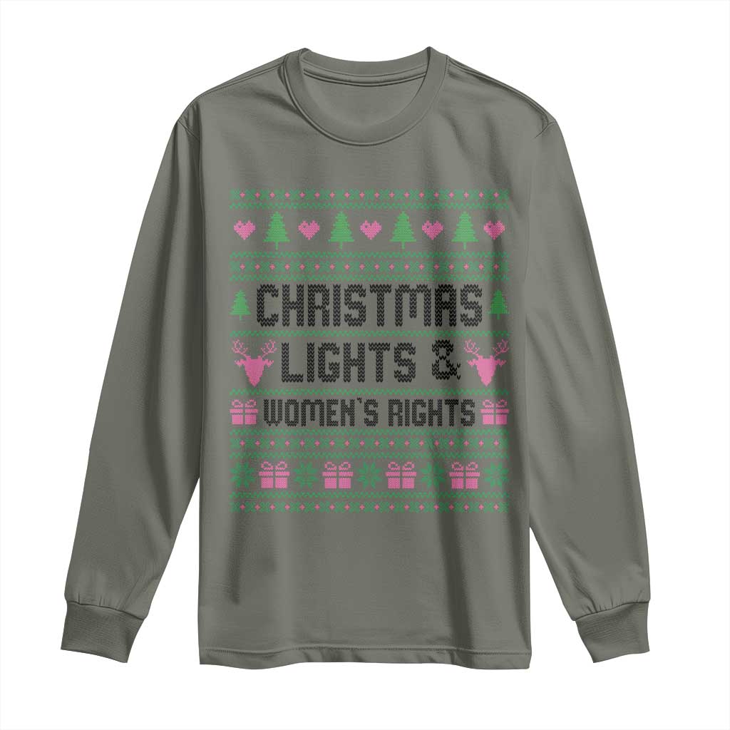 Christmas Lights And Womens Rights Long Sleeve Shirt Equality Feminist Gift - Wonder Print Shop