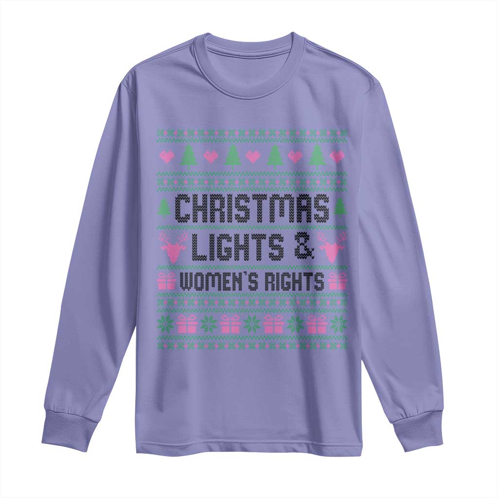 Christmas Lights And Womens Rights Long Sleeve Shirt Equality Feminist Gift - Wonder Print Shop