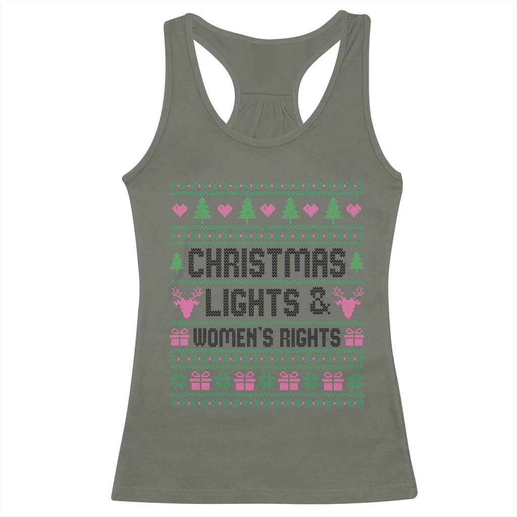 Christmas Lights And Womens Rights Racerback Tank Top Equality Feminist Gift - Wonder Print Shop