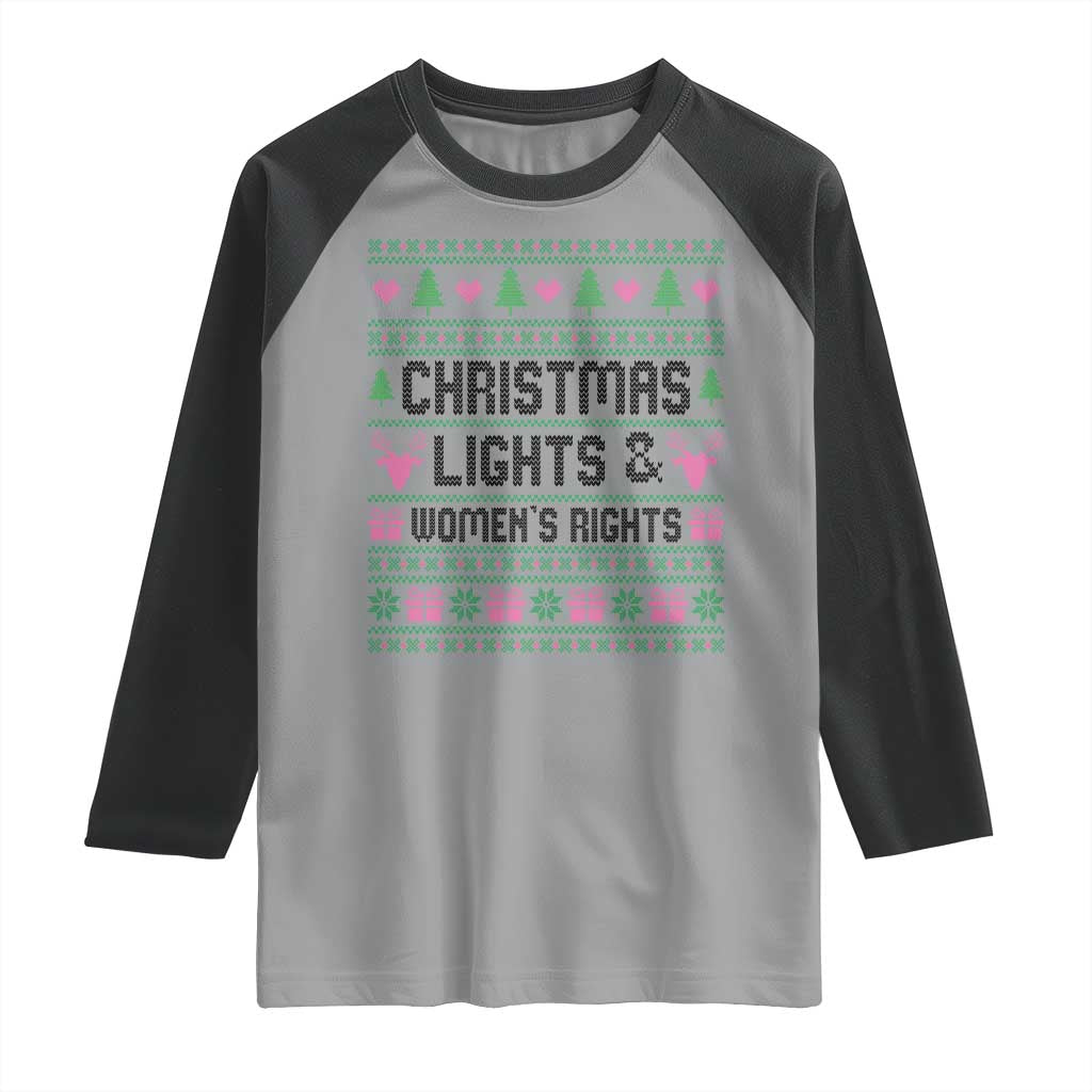 Christmas Lights And Womens Rights Raglan Shirt Equality Feminist Gift - Wonder Print Shop