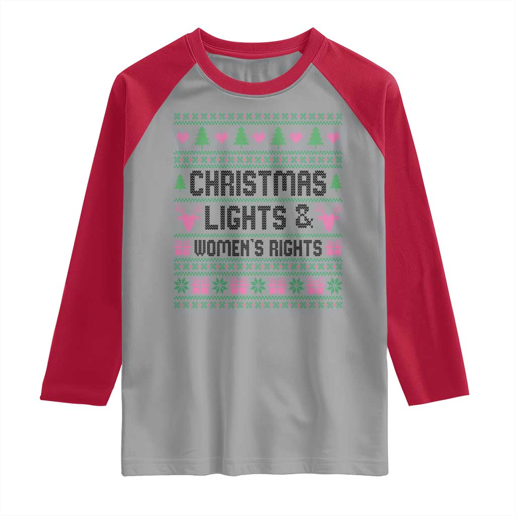 Christmas Lights And Womens Rights Raglan Shirt Equality Feminist Gift - Wonder Print Shop
