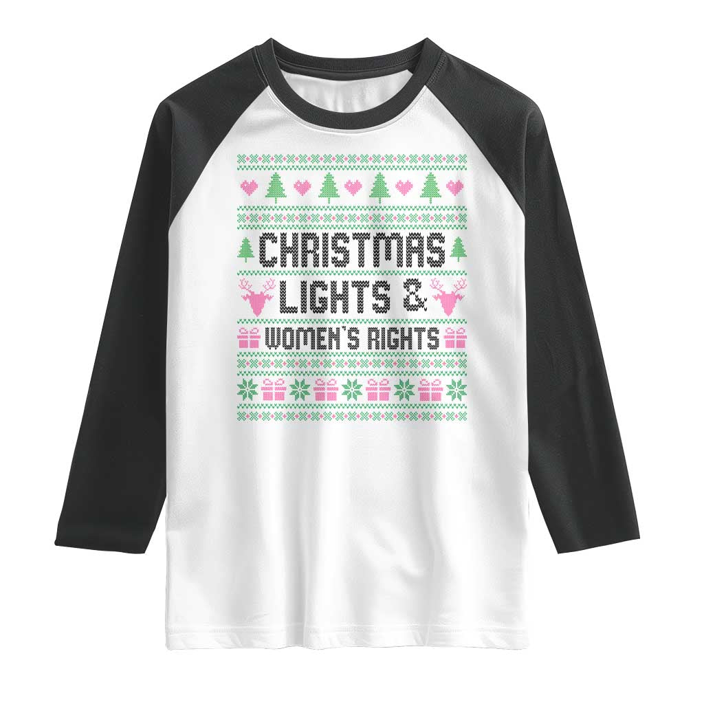 Christmas Lights And Womens Rights Raglan Shirt Equality Feminist Gift - Wonder Print Shop