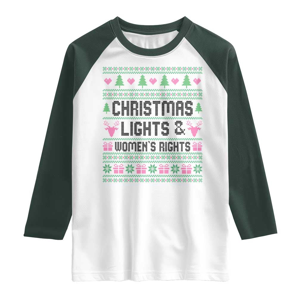 Christmas Lights And Womens Rights Raglan Shirt Equality Feminist Gift - Wonder Print Shop