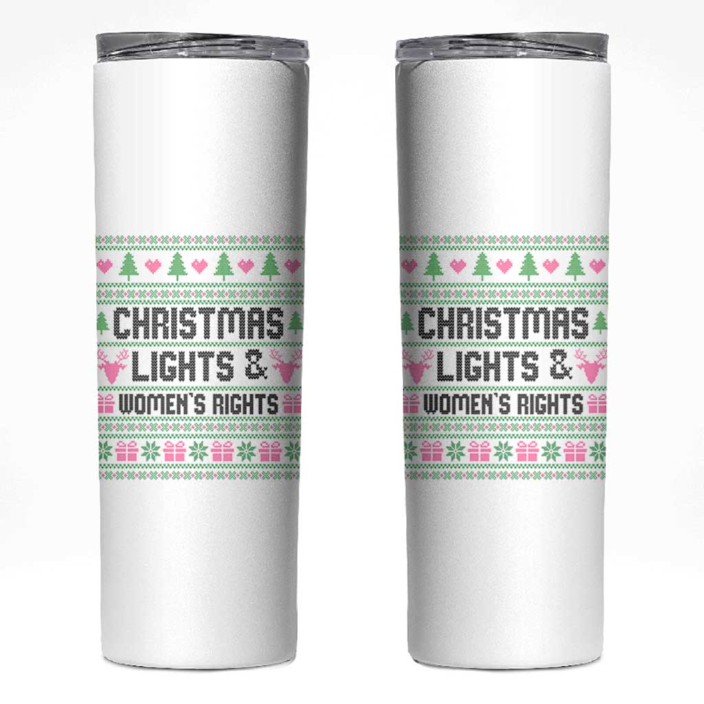 Christmas Lights And Womens Rights Skinny Tumbler Equality Feminist Gift - Wonder Print Shop