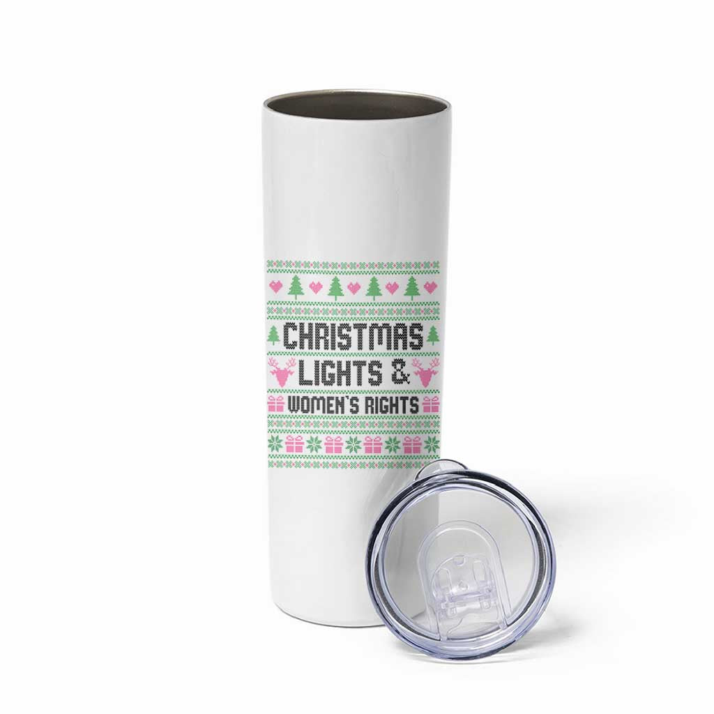 Christmas Lights And Womens Rights Skinny Tumbler Equality Feminist Gift - Wonder Print Shop
